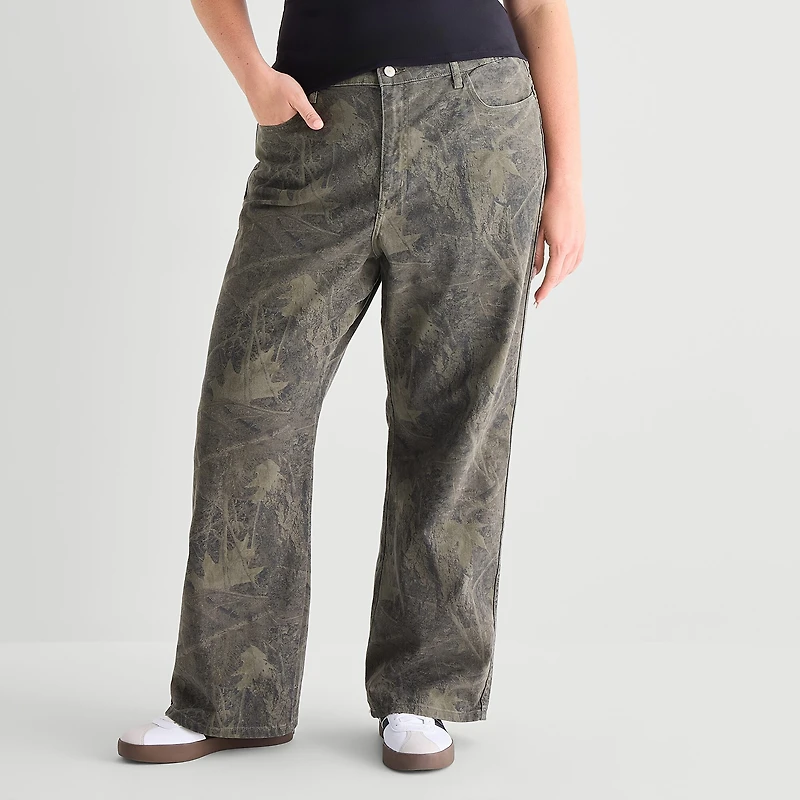 Arizona Curvy Womens Juniors Plus Low Rise Straight Leg Jean
