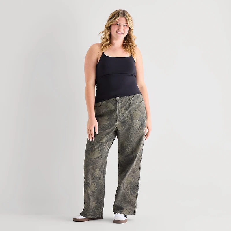 Arizona Curvy Womens Juniors Plus Low Rise Straight Leg Jean