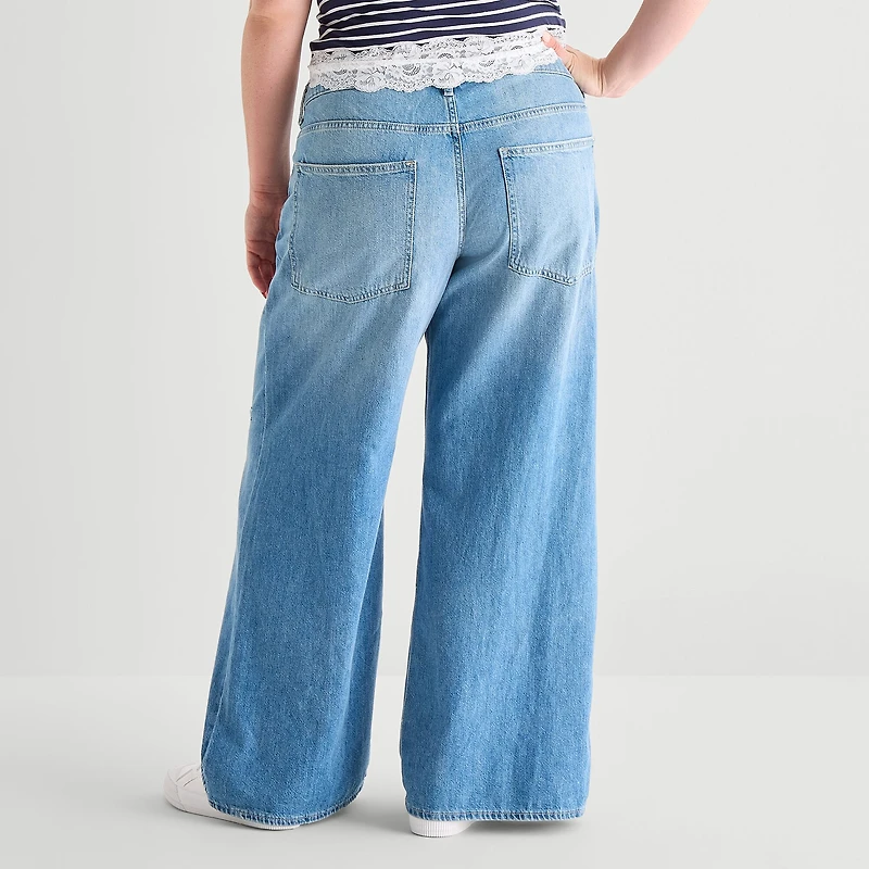 Arizona Womens Juniors Plus Low Rise Baggy Fit Jean