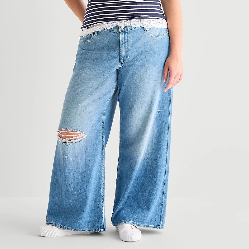Arizona Womens Juniors Plus Low Rise Baggy Fit Jean