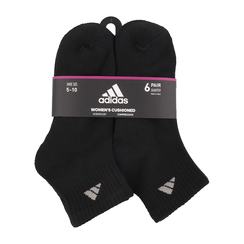 adidas Cushioned Womens 6 Pair Quarter Ankle Socks