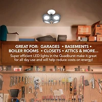 Bell + Howell Quadburst 5500 Lumens 4 Multi-Directional High Intensity Lighting Panels for Indoor and Outdoor, Shop, Ceiling, and Garage Lighting