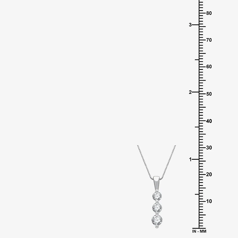 3-Stone Linear (H-I / I1) Womens 1/2 CT. T.W. Lab Grown White Diamond 10K Gold 18 Inch Pendant Necklace