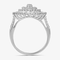Womens 2 CT. T.W. Lab Grown White Diamond 10K Gold Marquise Cluster Cocktail Ring