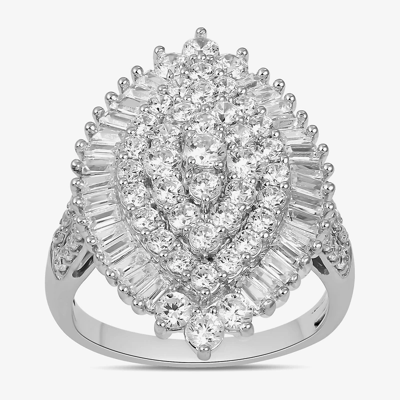 Womens 2 CT. T.W. Lab Grown White Diamond 10K Gold Marquise Cluster Cocktail Ring