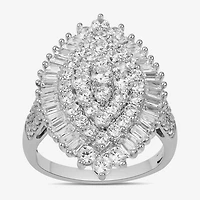 Womens 2 CT. T.W. Lab Grown White Diamond 10K Gold Marquise Cluster Cocktail Ring