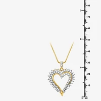Womens 1 CT. T.W. Natural White Diamond 10K Gold Heart 18 Inch Pendant Necklace