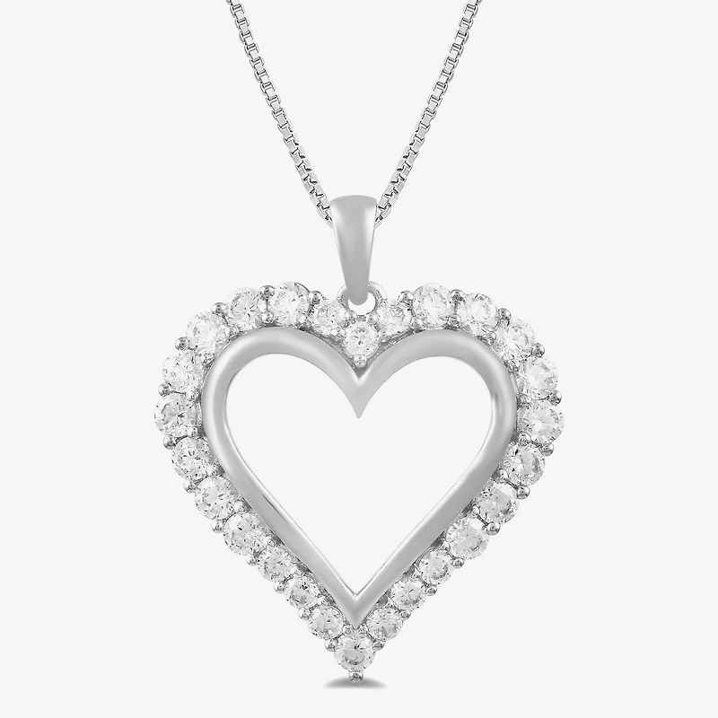 Womens 1 CT. T.W. Lab Grown White Diamond 10K Gold Heart 18 Inch Pendant Necklace