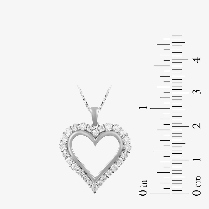 Womens 1 CT. T.W. Lab Grown White Diamond 10K Gold Heart 18 Inch Pendant Necklace