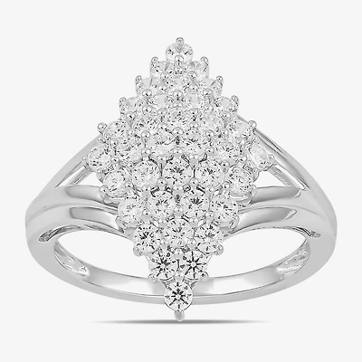 Womens 1 CT. T.W. Lab Grown White Diamond 10K Gold Marquise Cluster Cocktail Ring