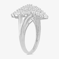 Womens 1 CT. T.W. Lab Grown White Diamond 10K Gold Marquise Cluster Cocktail Ring