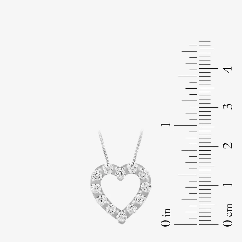 Womens 1 CT. T.W. Lab Grown White Diamond 10K Gold Heart 18 Inch Pendant Necklace