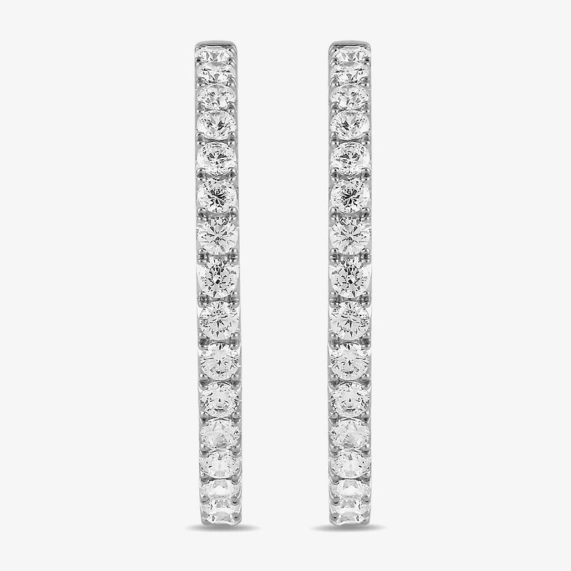 Womens 1 CT. T.W. Lab Grown White Diamond 10K Gold 23.3mm Hoop Earrings