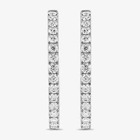 Womens 1 CT. T.W. Lab Grown White Diamond 10K Gold 23.3mm Hoop Earrings