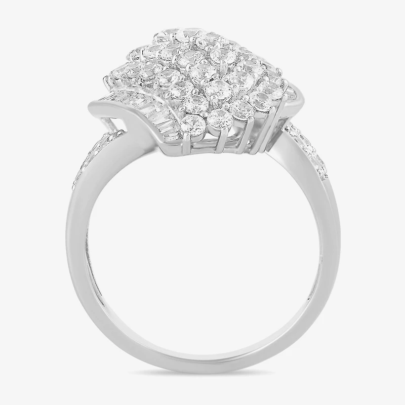 Womens 2 CT. T.W. Lab Grown White Diamond 10K Gold Marquise Cluster Cocktail Ring