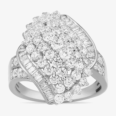 Womens 2 CT. T.W. Lab Grown White Diamond 10K Gold Marquise Cluster Cocktail Ring