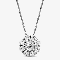Diamond Blossom (H / I1-I2) Womens 1 CT. T.W. Lab Grown White Diamond 10K Gold 18 Inch Pendant Necklace