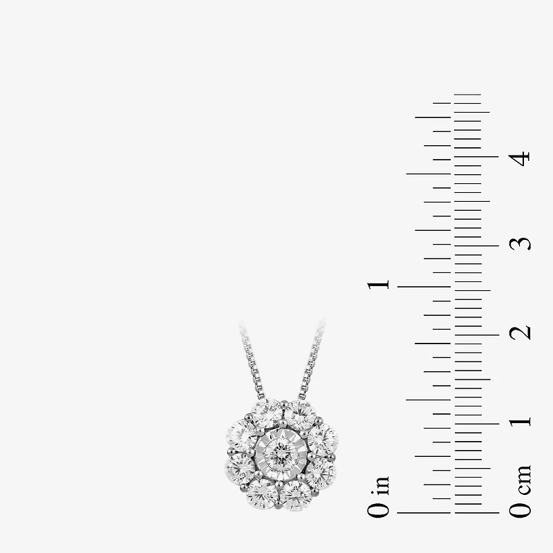 Diamond Blossom (H / I1-I2) Womens 1 CT. T.W. Lab Grown White Diamond 10K Gold 18 Inch Pendant Necklace