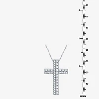 Womens 1 1/2 CT. T.W. Lab Grown White Diamond Sterling Silver Cross 18 Inch Pendant Necklace