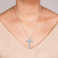 Womens 1 1/2 CT. T.W. Lab Grown White Diamond Sterling Silver Cross 18 Inch Pendant Necklace