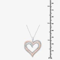 Womens 3/4 CT. T.W. Lab Grown White Diamond 14K Rose Gold Over Silver Sterling Silver Heart 18 Inch Pendant Necklace