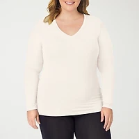 Cuddl Duds Womens Softwear Plus V Neck Long Sleeve Thermal Shirt