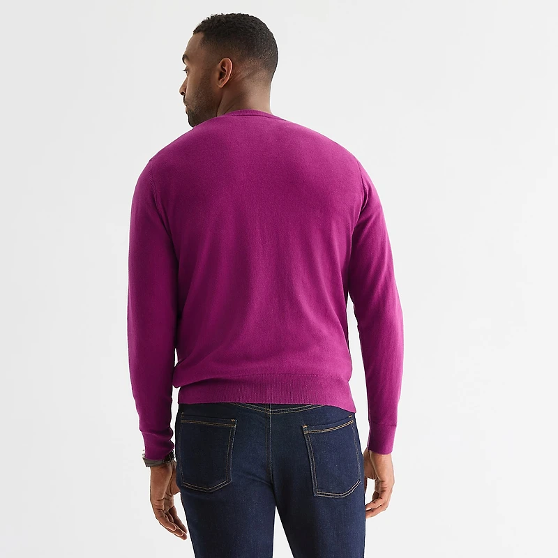 St. John's Bay Fine Gauge Mens V Neck Long Sleeve Pullover Sweater