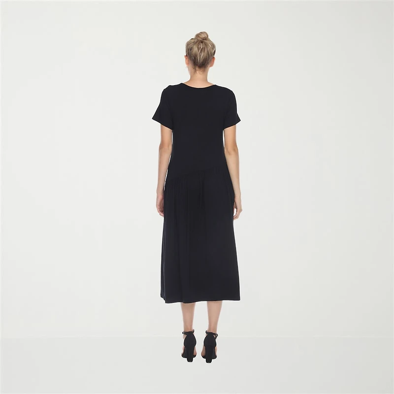White Mark Womens Maternity Crew Neck Short Sleeve Fitted Maxi Dress
