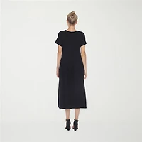 White Mark Womens Maternity Crew Neck Short Sleeve Fitted Maxi Dress