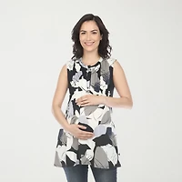 White Mark Maternity Womens Crew Neck Sleeveless Tunic Top