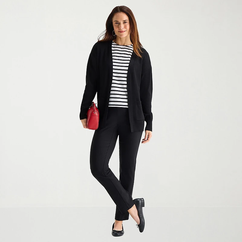 Liz Claiborne Womens Long Sleeve Open Front Tall Cardigan