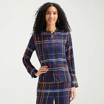 Liz Claiborne Womens Tall Fitted Long Sleeve Regular Fit Button-Down Shirt