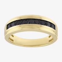 (Black / I2-I3) Mens 7MM 1/2 CT. T.W. Genuine Black Diamond 10K Gold Wedding Band