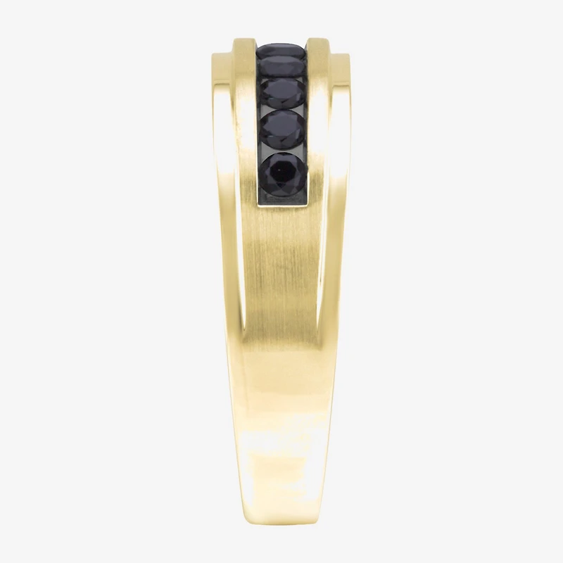 (Black / I2-I3) Mens 7MM 1/2 CT. T.W. Genuine Black Diamond 10K Gold Wedding Band