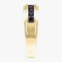 (Black / I2-I3) Mens 7MM 1/2 CT. T.W. Genuine Black Diamond 10K Gold Wedding Band