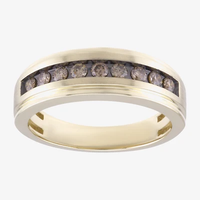 (Champagne / I2-I3) Mens 7MM 1/2 CT. T.W. Genuine Champagne Diamond 10K Gold Wedding Band