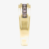 (Champagne / I2-I3) Mens 7MM 1/2 CT. T.W. Genuine Champagne Diamond 10K Gold Wedding Band