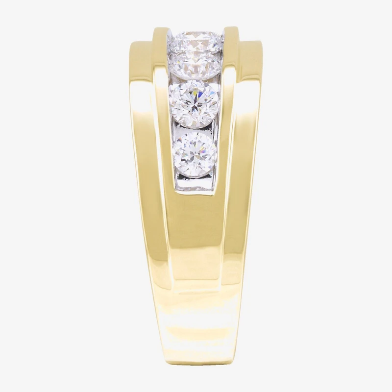 F / Vs2) Mens 10MM 1 1/ CT. T.W. Lab Grown White Diamond 10K Gold Wedding Band