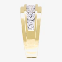 F / Vs2) Mens 10MM 1 1/ CT. T.W. Lab Grown White Diamond 10K Gold Wedding Band