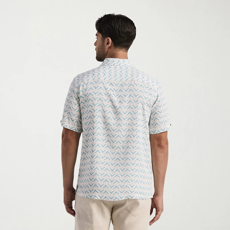 Cubavera Mens Short Sleeve Classic Fit Button-Down Shirt