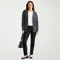 Liz Claiborne Womens Boat Neck Long Sleeve Open Front Cardigan