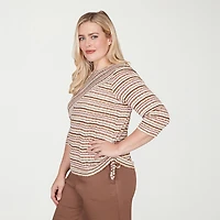 Alfred Dunner Spice Market Womens Crew Neck 3/4 Sleeve T-Shirt