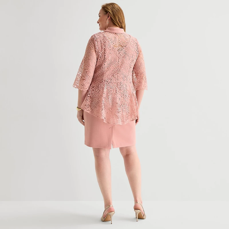Maya Brooke Womens Plus Jacket Dress