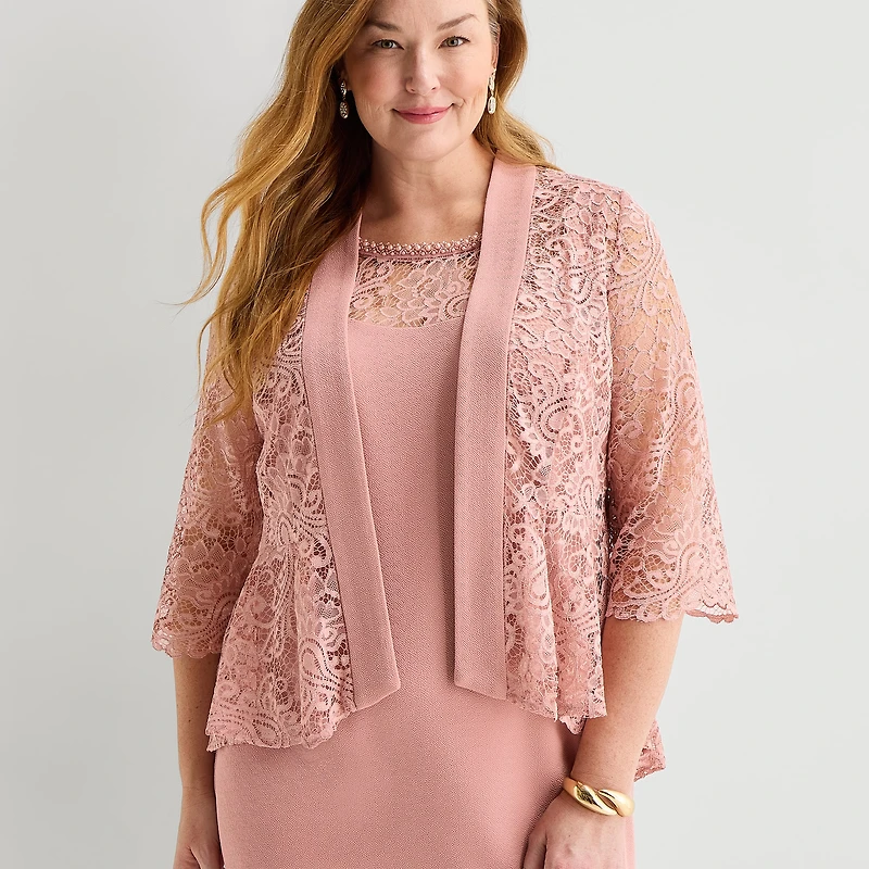 Maya Brooke Womens Plus Jacket Dress