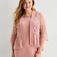 Maya Brooke Womens Plus Jacket Dress