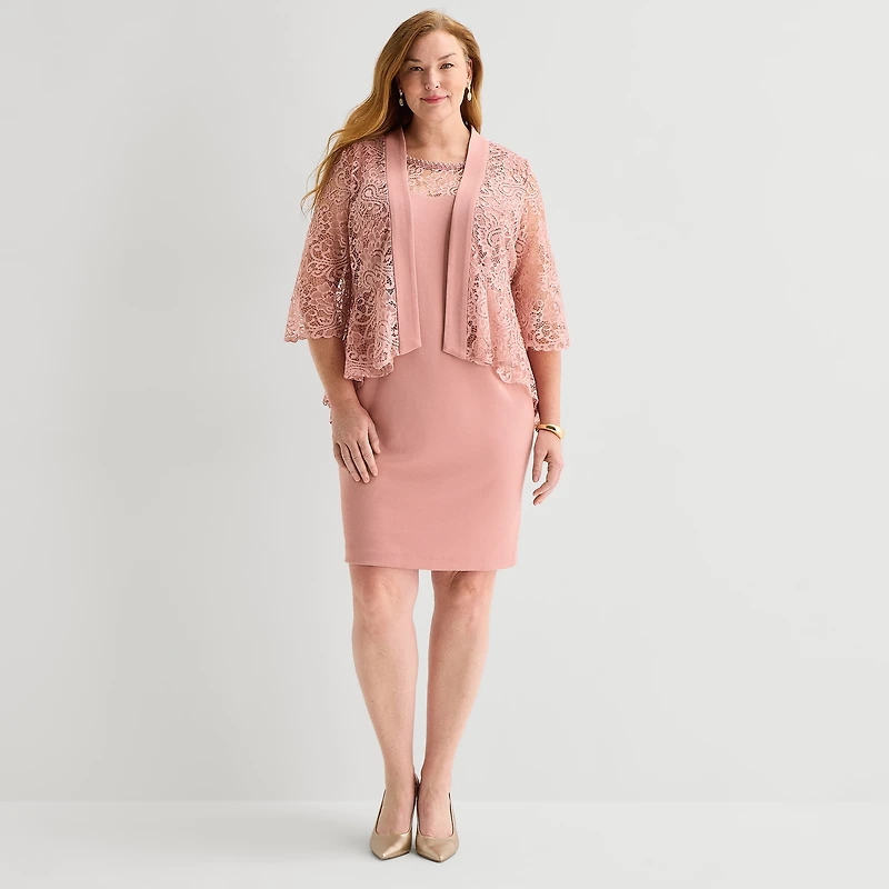 Maya Brooke Womens Plus Jacket Dress