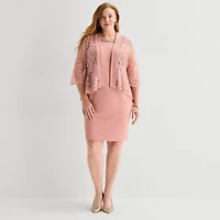 Maya Brooke Womens Plus Jacket Dress