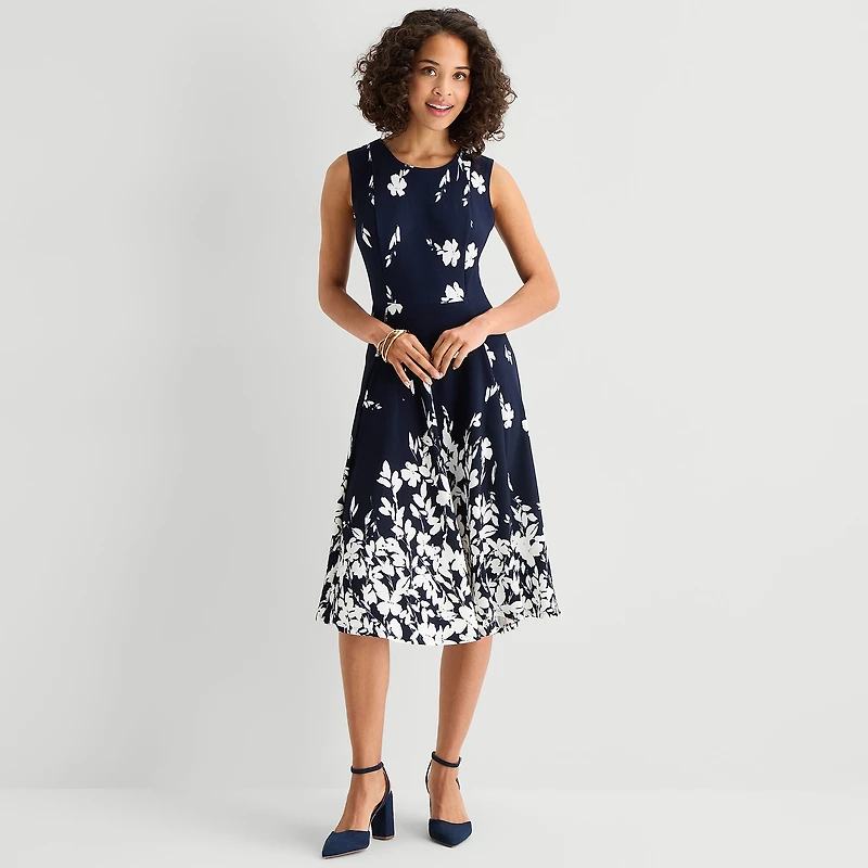 Studio 1 Womens Petite Midi Floral Jacket Dress