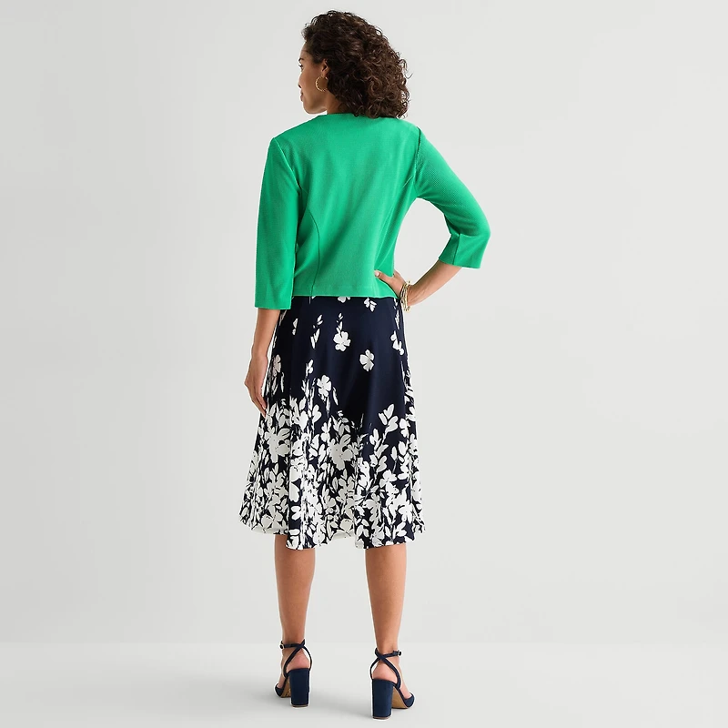 Studio 1 Womens Petite Midi Floral Jacket Dress