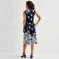 Studio 1 Womens Petite Midi Floral Jacket Dress